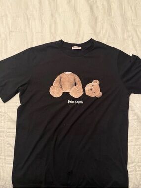 Palm Angels Black Tee with Brown Disassembled Teddy Graphic